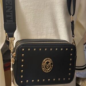 Valentino Black Crossbody Bag with Gold Accents
